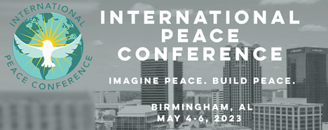 Image of Birmingham, Alabama and International Peace Conference logo, title and date