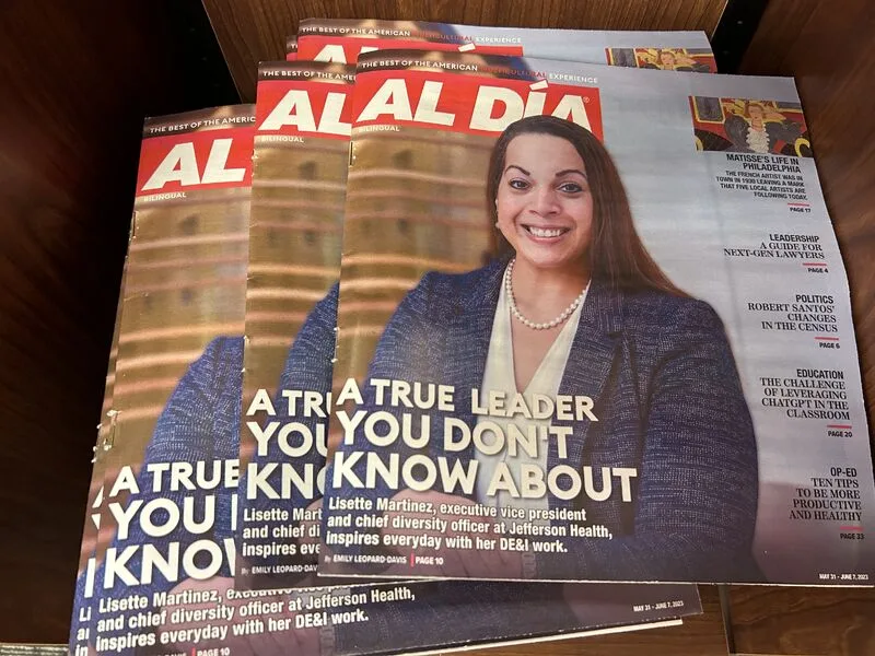 The Al Dia Magazine covers with Lisette Martinez's picture and the headline, "The Leader you don't know about"